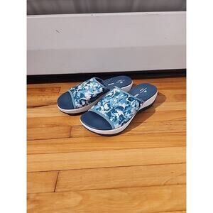 WOMEN`S CLARKS CLOUDSTEPPERS SLIP ON SANDALS SIZE 6M Blue Teal